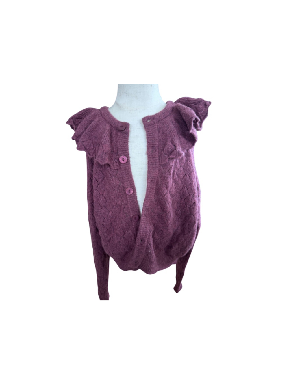 Girl's Noralee Purple Ruffle Cardigan Sweater Size 8